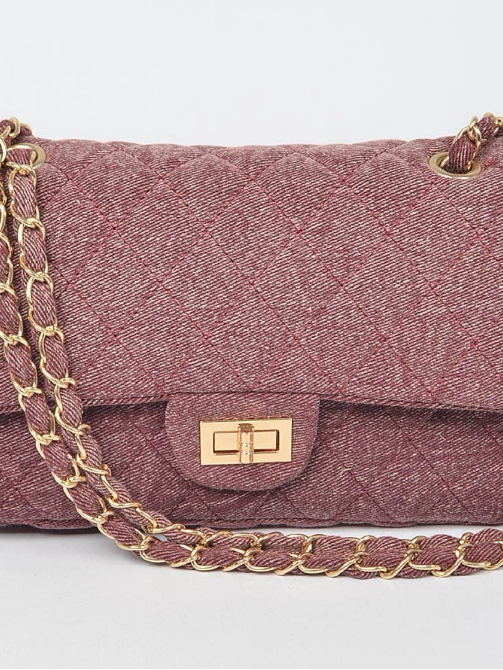 Quilted light red Chain Shoulder Bag